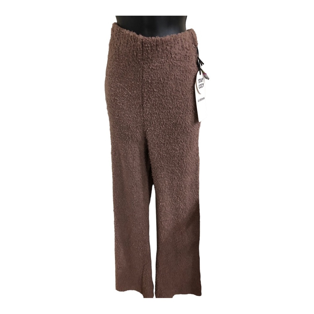 LA Grown Stay Cozy fuzzy brown‎ terry cloth look loungewear pants size medium
